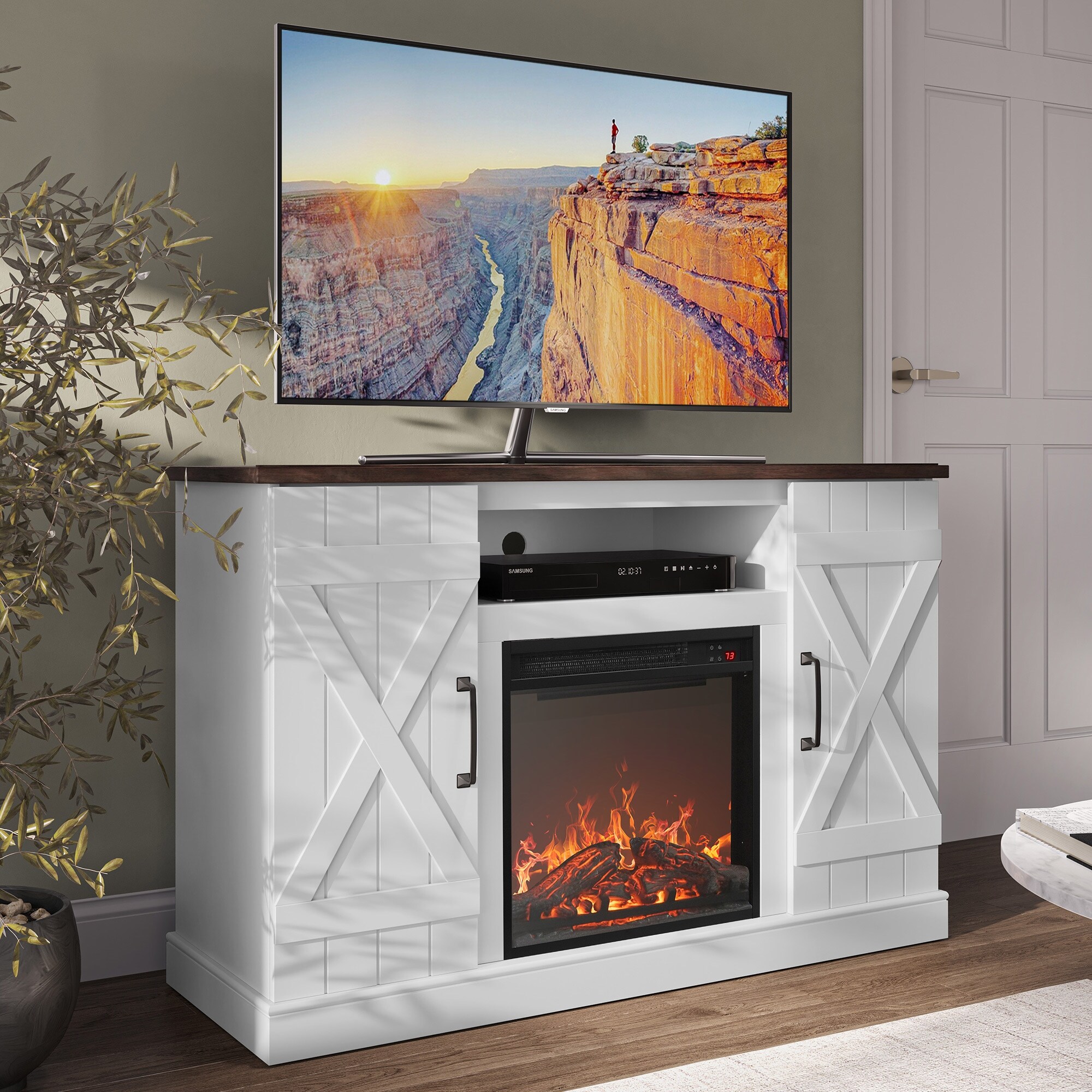 BELLEZE 60" TV Stand Console W/ 18" Fireplace & Shelves - On Sale - Bed ...